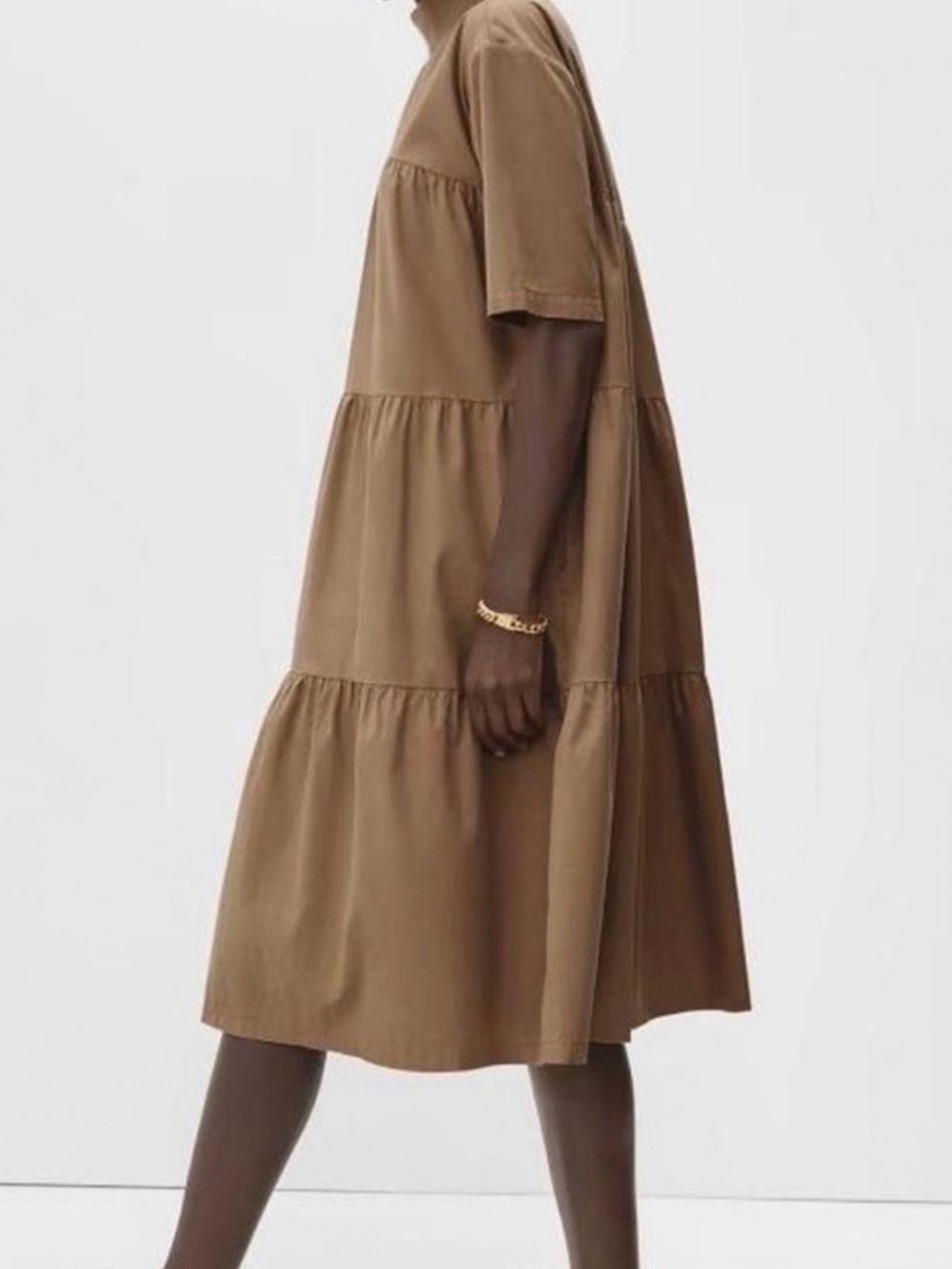 Everlane Brown Tiered Midi Dress